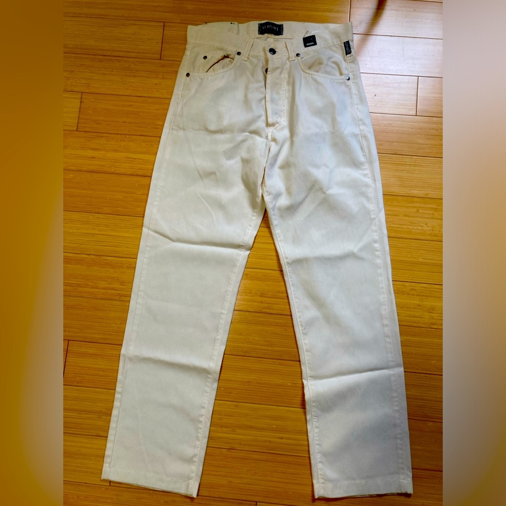 Women’s Versace Jeans Couture off-white light denim.